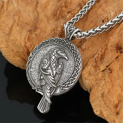 Buy Men's Women's Vintage Norse Viking Raven/Crow Pendant Necklace Amulet Jewelry • 7.21£
