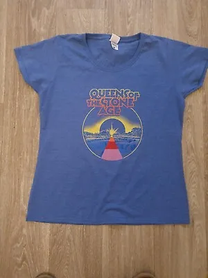 Buy Queens Of The Stone Age T Shirt Warp Planet New Official Womens Skinny Fit Blue  • 12£