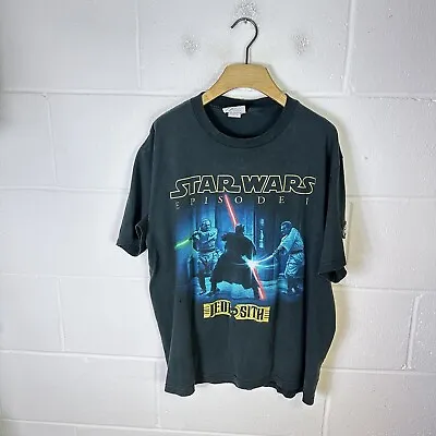 Buy Vintage Star Wars Shirt Mens Large Black Lee Sport Episode One Obi Wan Maul 90s • 53.95£