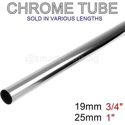 Buy Chrome Tube Cut To Length Wardrobe Rail Hanging Clothes 19mm 25mm *FREE DELIVERY • 4.99£