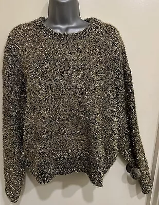 Buy ASOS Design Gold Tinsel Chunky Knit Jumper Pullover Size 16 - 18 • 16.90£
