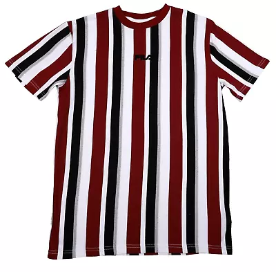 Buy Mens Fila T-Shirt Size Medium Vertical Stripe Tee Embroidered Logo Cotton - M • 7.99£