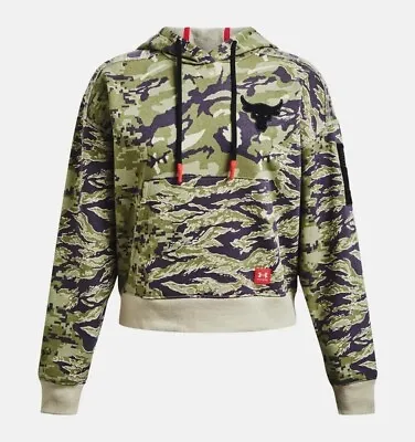 Buy Under Armour Womens Project Rock Pullover Green Camo Sweater Hoodie Size XL Nwt • 47.46£