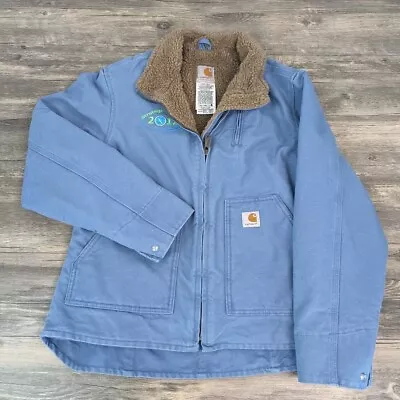 Buy Carhartt Women's Sherpa Lined Canvas Work Jacket Medium WJ022 FHB Blue Womens • 71.94£