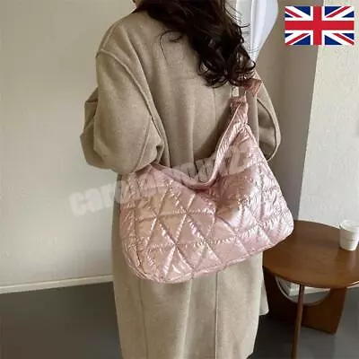 Buy Women All-Match Bag Quilted Puffer Tote Bag Hobo Bag Shopping Bag (Pink) New • 9.71£