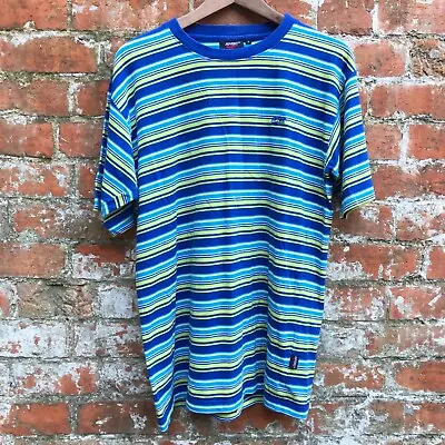 Buy Vintage Hi-Tec Striped T Shirt Small Oversize 90's Multicoloured Blue Green • 14.99£