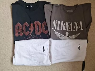 Buy Womens Relaxed Fit Oversized T Shirts Bundle Size M 12-14 ACDC Nirvana White • 15£