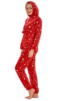 Buy New Ladies Women Plush Luxury Soft Hooded Pockets PJ'S Mink Fleece Pyjamas • 18.95£