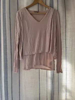 Buy Women’s Phase Eight Double Pink Layer V Neck Long Sleeved Top Size Size 12 • 5.50£