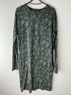 Buy M&S Collection T-Shirt Dress Size 8 Green Snakeskin Long Sleeve Knee Length • 9.99£