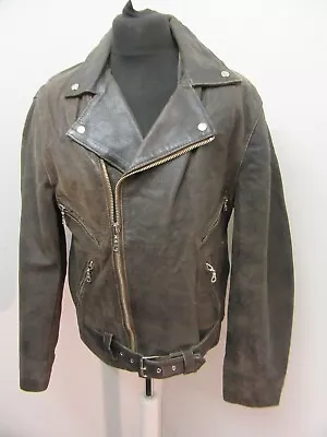 Buy Vintage 80's Rough Tough Raw Hide Leather Motorcycle Rockers Jacket Size Uk42 • 69£