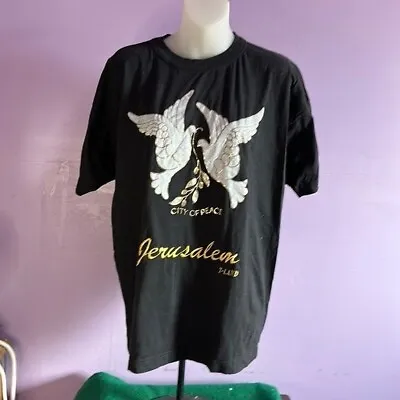 Buy Jerusalem Peace Doves Black T-Shirt Size XL • 17.29£