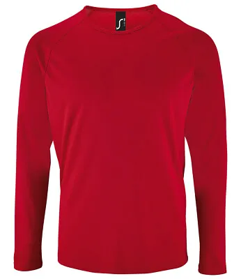 Buy SOLS Sporty Long Sleeve Performance Breathable Polyester Tee T-Shirt • 7.35£