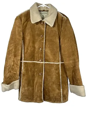 Buy St John's Bay Women's Washable Suede Sherpa Lined Jacket Coat Brown Mid Length M • 28.94£