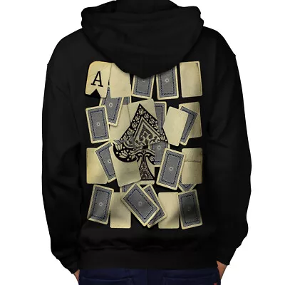Buy Wellcoda Ace Of Spades Card Mens Hoodie, Gamble Design On The Jumpers Back • 25.99£