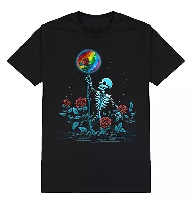 Buy Mens Womens GAY T-Shirt Skeleton Roses Goth Rainbow LGBT Pride Festival LGBTQ+ • 10.49£