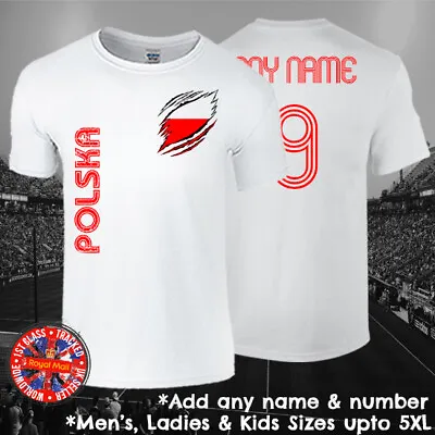 Buy Poland Polska Football Fan T-shirt Personalised Mens Ladies Kids Euros World Cup • 9.99£