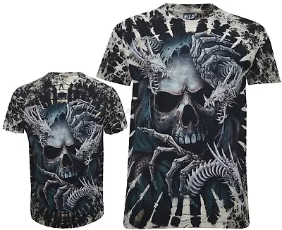 Buy Grim Reaper And The Three Dragons Glow In The Dark Tie Dye T-Shirt M-4XL By Wild • 15.95£