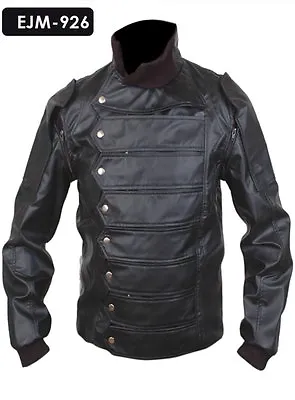 Buy Captain America Winter Soldier Bucky Barnes Leather Jacket With Removable Arms • 184.36£