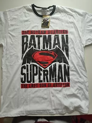 Buy BATMAN V SUPERMAN RED BLACK Text LOGO T-SHIRT Unisex - Dawn Of Justice XXL • 10£