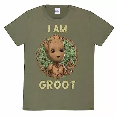 Buy I Am Groot - Badge Unisex Olive T-Shirt Medium - Medium - Unisex - N - K777z • 15.57£