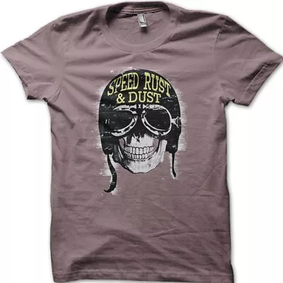 Buy Speed Rust And Dust Biker Skull Airhead Cafe Racer Harley Motorcycle T-shirt 007 • 14.46£