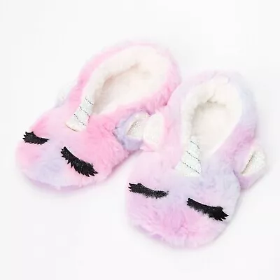 Buy Claire's Accessories Fluffy Glitter Unicorn Slippers Girls L/XL 7-12yrs - NEW • 4.99£