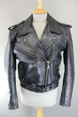 Buy Buffalo Vintage 1970s Style Punk Rock Black Leather Retro Biker Jacket: Size 10 • 69£