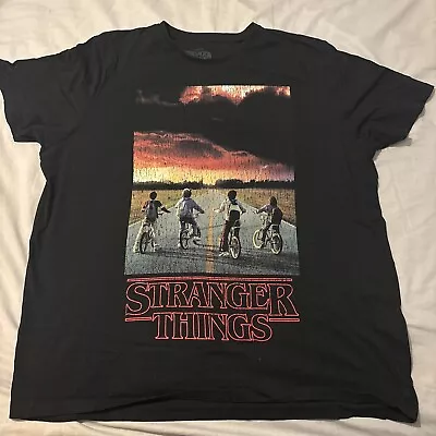 Buy Stranger Things T Shirt Netflix Men's Size 2XL Black - Bike - Red Sky Retro #NF2 • 9.99£