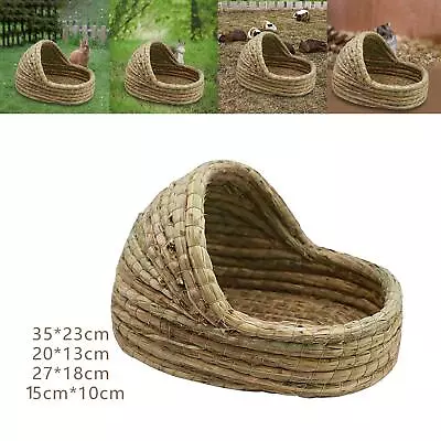 Buy Hand Woven Straw Hamster Nest Cage Breathable Slipper Shaped Toy Rabbit Grass • 10.69£