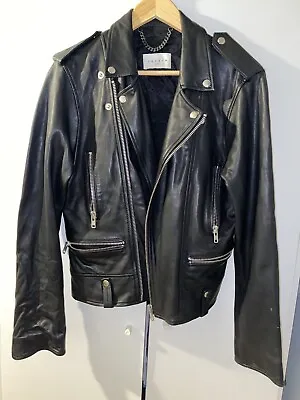 Buy SANDRO PARIS THRASHER Black Leather Jacket EXTRA SMALL Biker V6000S Size XS • 225£