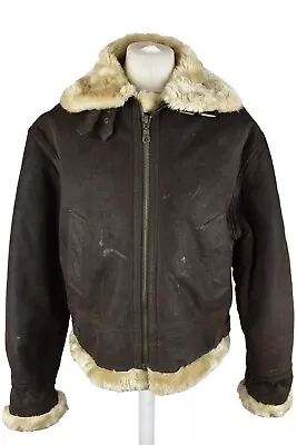 Buy Brown Leather Jacket Size 2 Mens Type B-3 Bomber Flight Shearling Flyers • 67.50£