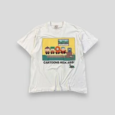 Buy Vintage 90s South Park Cartoon Graphic T Shirt White XL • 54.99£