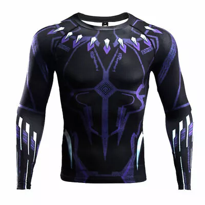 Buy Avengers 4 Endgame Black Panther T-Shirts Cosplay Advanced Tech Compression Tee • 13.20£