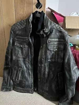 Buy Men's Bomber  Black Classic Style Genuine Leather Biker Jacket • 100£