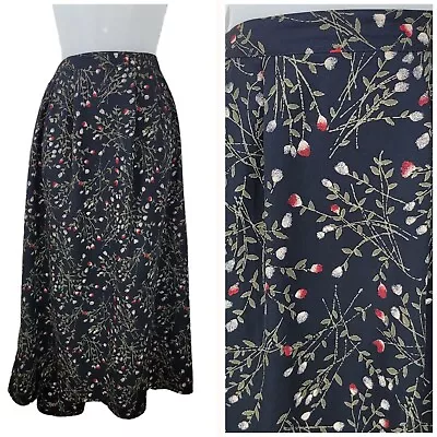 Buy Vintage 90s Floral Skirt Plus Size 3X 22/24 Midi Elastic Waist Alt Grunge Black • 28.17£