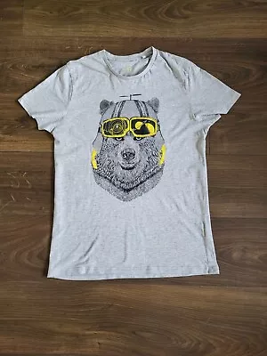 Buy Carry Men's Funky Grey T Shirt Top With Bear Size M • 2.49£