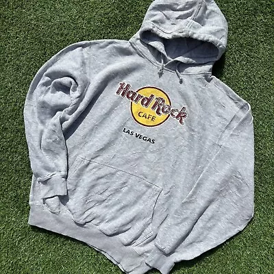 Buy Hard Rock Cafe Las Vegas Hoodie Pullover Grey Large Graphic Logo Print Jumper • 13.45£
