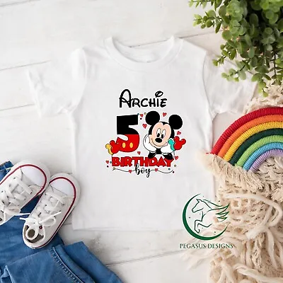 Buy Birthday Mickey Mouse T Shirt Top Age Number Children's, Kids Personalised Name • 10.95£
