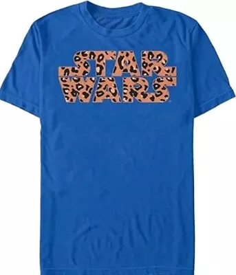 Buy Star Wars Leopard Print Logo T-shirt Bright Blue Medium • 9.99£