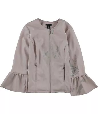 Buy Alfani Womens Ruffle Faux-Leather Jacket, Beige, Medium • 7.84£