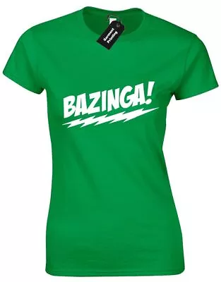 Buy Bazinga Ladies T Shirt  Funny Sheldon Cooper Nerd Big Bang Geeky Top • 7.99£
