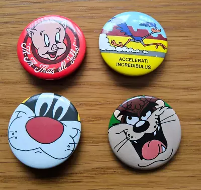 Buy Looney Tunes  X 4 Original Vintage 1980s Enamel Badges Official WB Merch • 10£