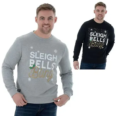 Buy Mens Novelty Funny Christmas Jumper Xmas Sweatshirt Sweater Sleigh Bells Bling • 15.99£