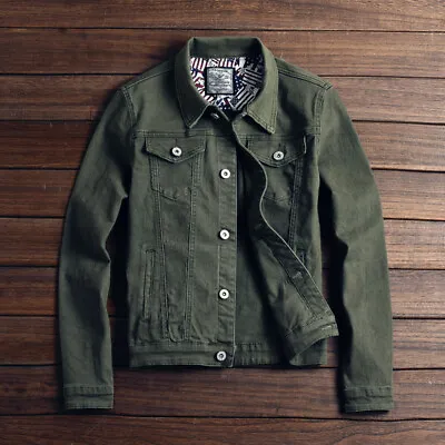 Buy Mens Denim Jeans Jacket Cotton Casual Jacket Coat Trucker Button Classic Western • 26.18£