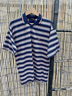 Buy Joe Bloggs Retro Vintage Y2K Men's Striped Oversized Polo T-Shirt Top Size Large • 19.95£