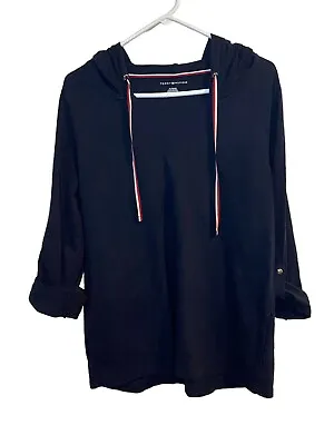 Buy Tommy Hilfiger Hooded Sweater Hoodie Women's Sz XL Navy Drawstring & Pockets • 14.17£