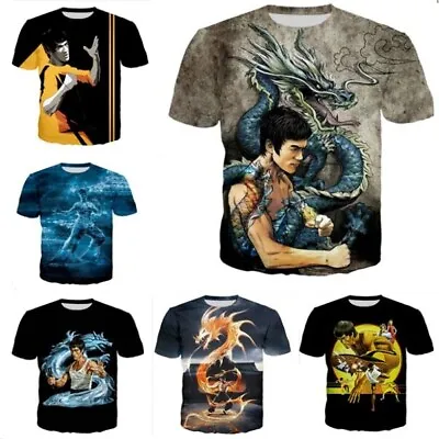 Buy 2023 New Womens/Mens Bruce Lee 3D Print Casual T-Shirt Short Sleeve Tops Tee • 8.39£