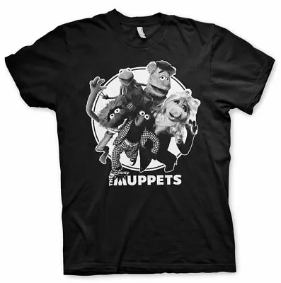 Buy Official The Muppets Kermit, Animal Group Noir Distressed Print Black T-shirt • 16.99£