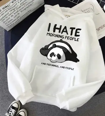 Buy Panda 'I Hate Morning People' Hoodie Fashion Printing Unisex Casual Pullover • 18.99£